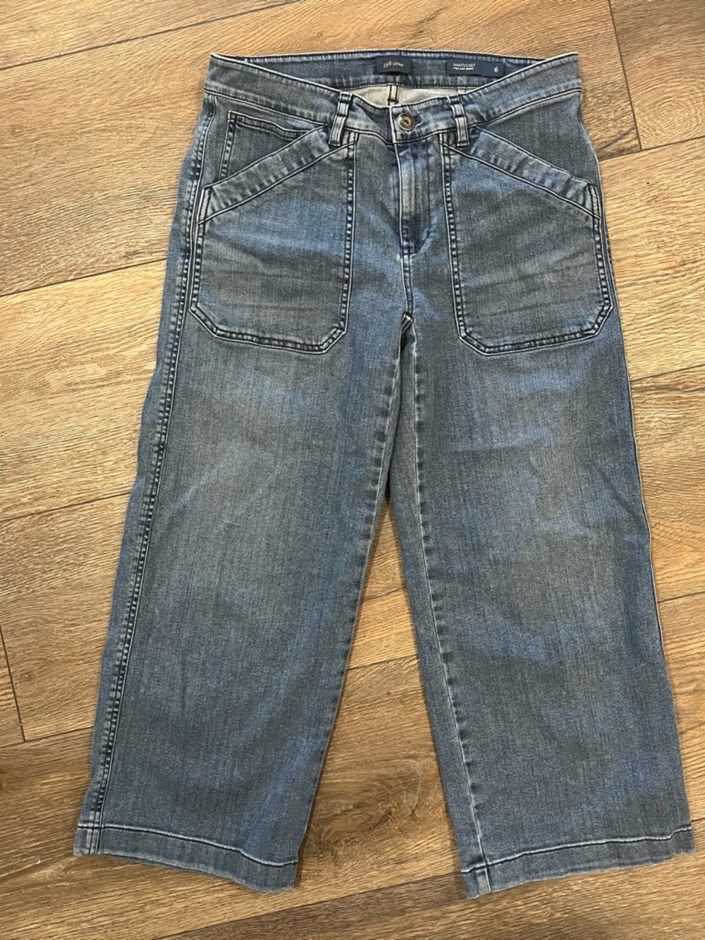 J. Jill Wide Leg Denim Pants in Faded Blue
